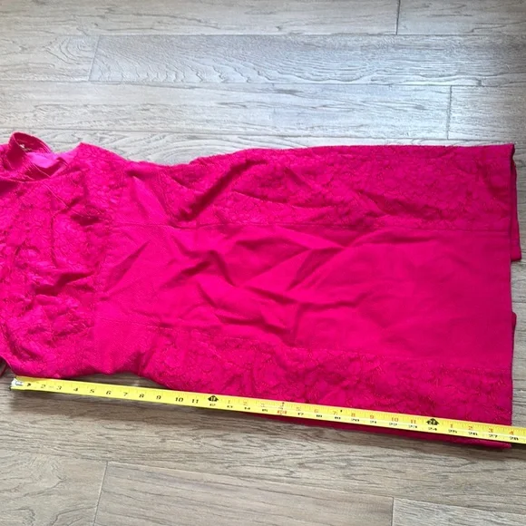 Hot Pink Sheath Dress With Lace Paneling Antonio Melani Size 4 - Picture 8 of 9